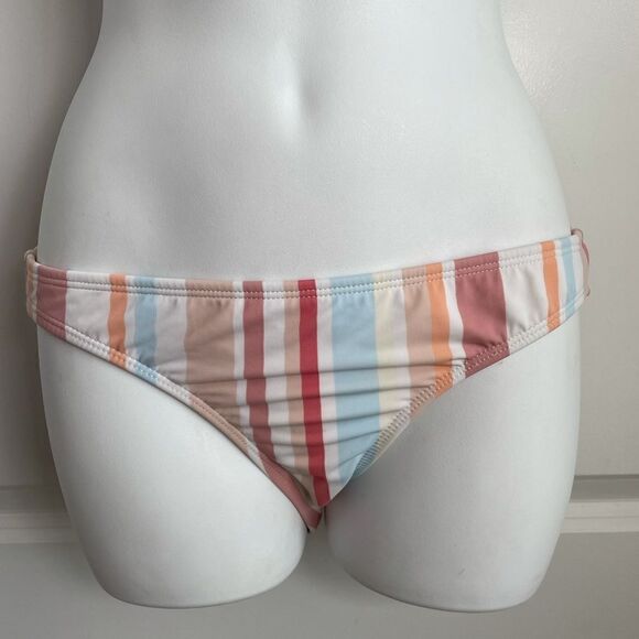 Xhilaration Multi Striped Hipster Bikini Bottom Junior Medium White Beige Clay - Picture 10 of 12